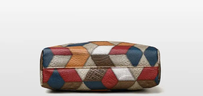 Retro Geometric Pattern Color-matching Shoulder Bag Fashion Large Capacity Stitching Handbag For Women Totes - Pre2brand