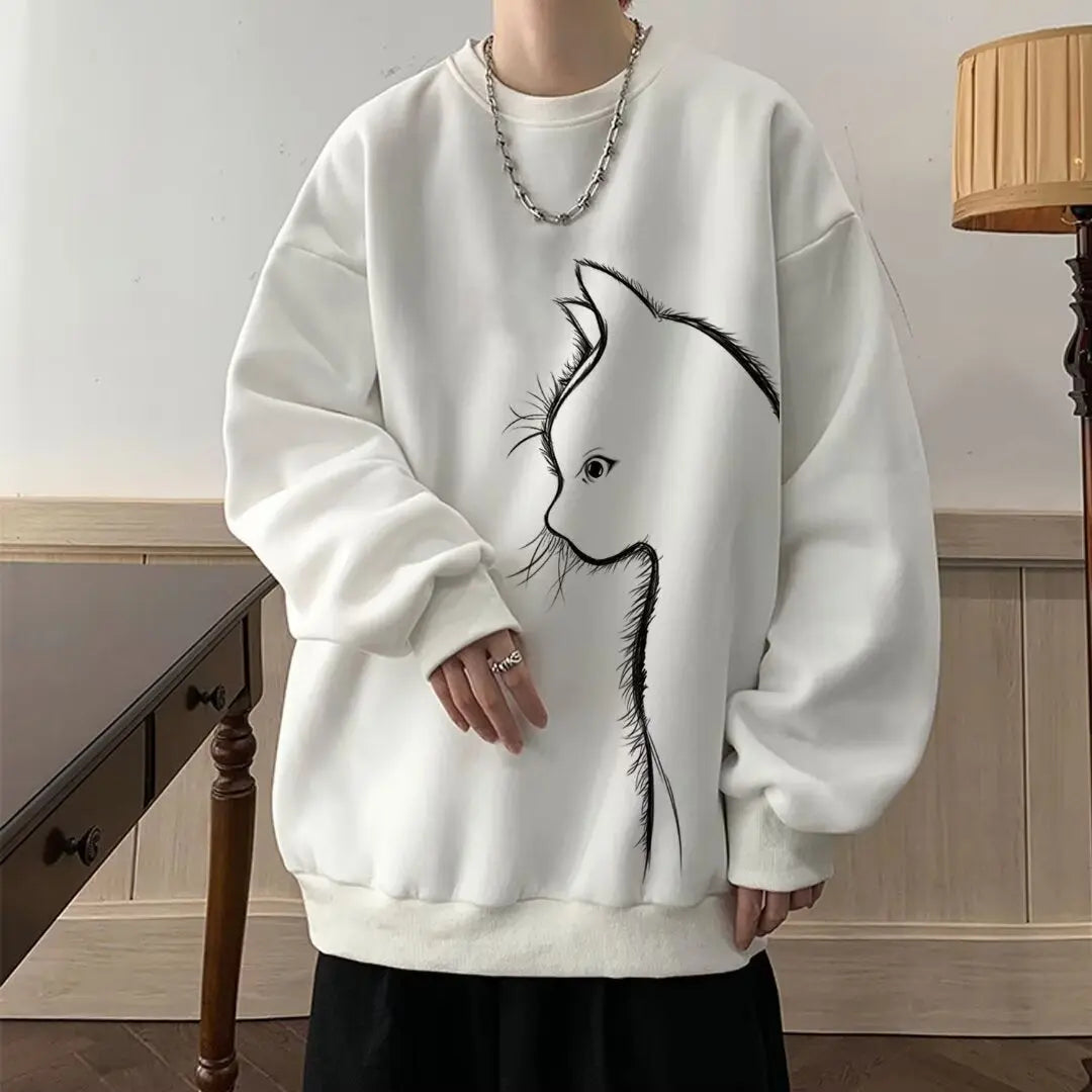 Round Neck Long Sleeve Sweater  Pre2brand White-3XL
