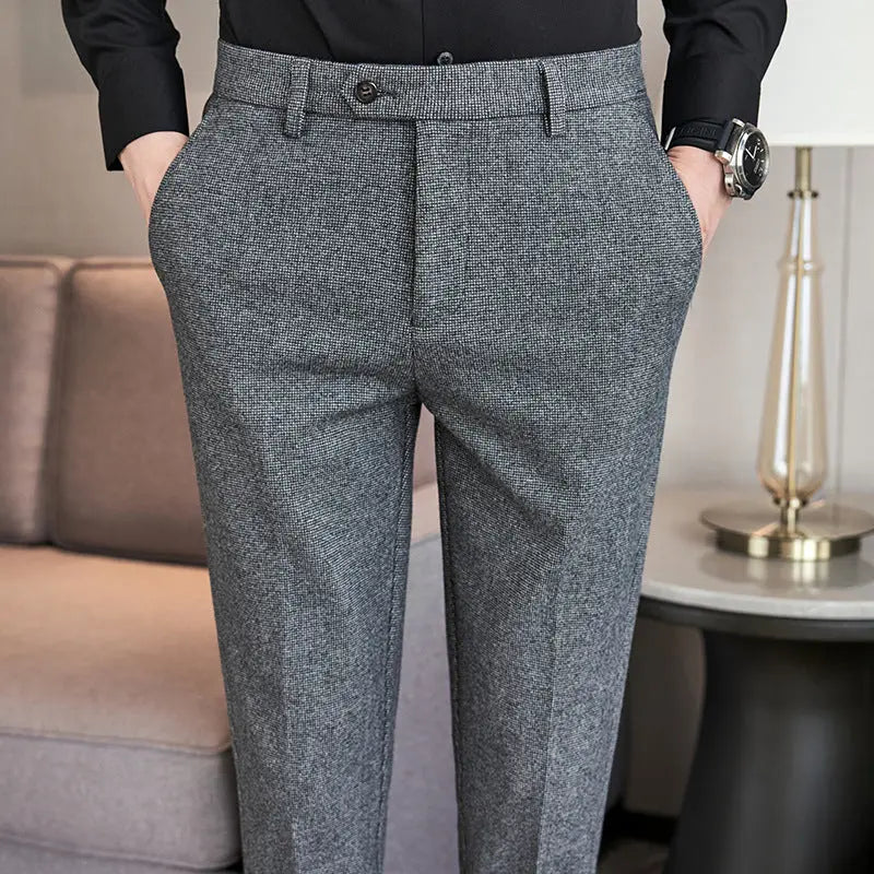Sanded Fabric Men's Slim-fitting Small Straight Pants  Pre2brand