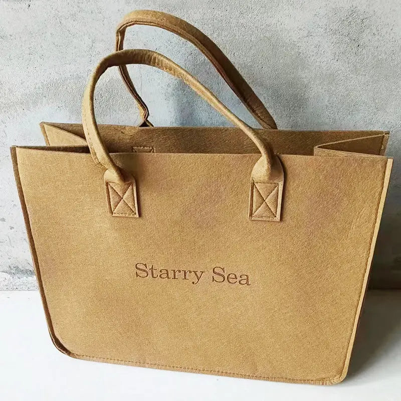 Simple And Versatile Large Capacity One Shoulder Letter Felt Bag - Pre2brand