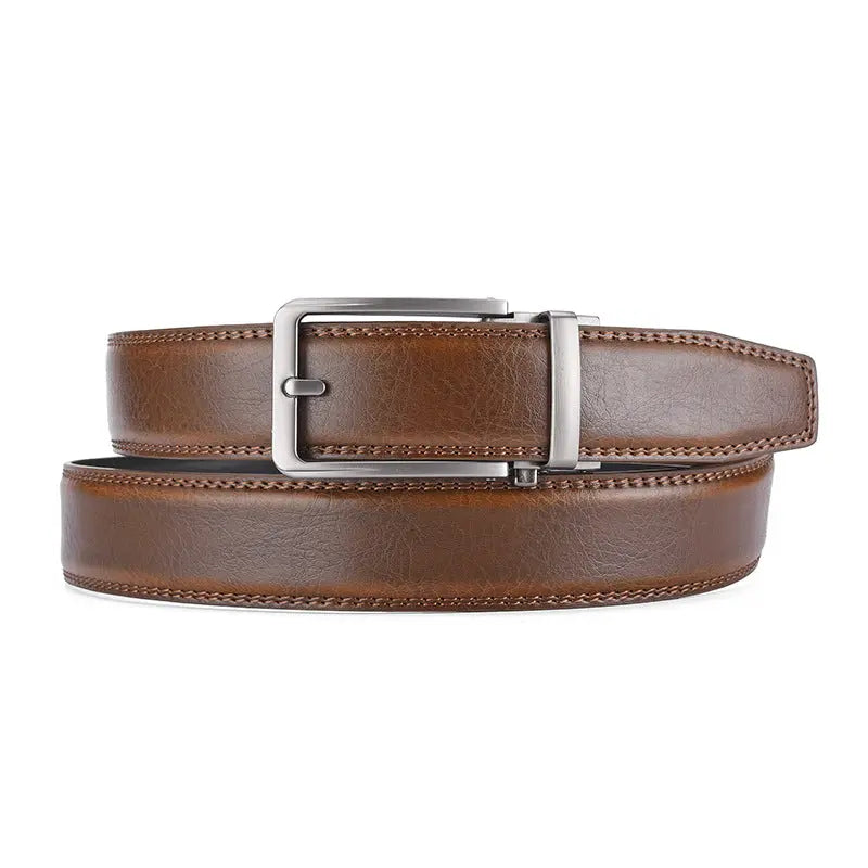 Simple Casual Business Men's Pants Belt  Pre2brand AB886-Yellow-Brown-130cm