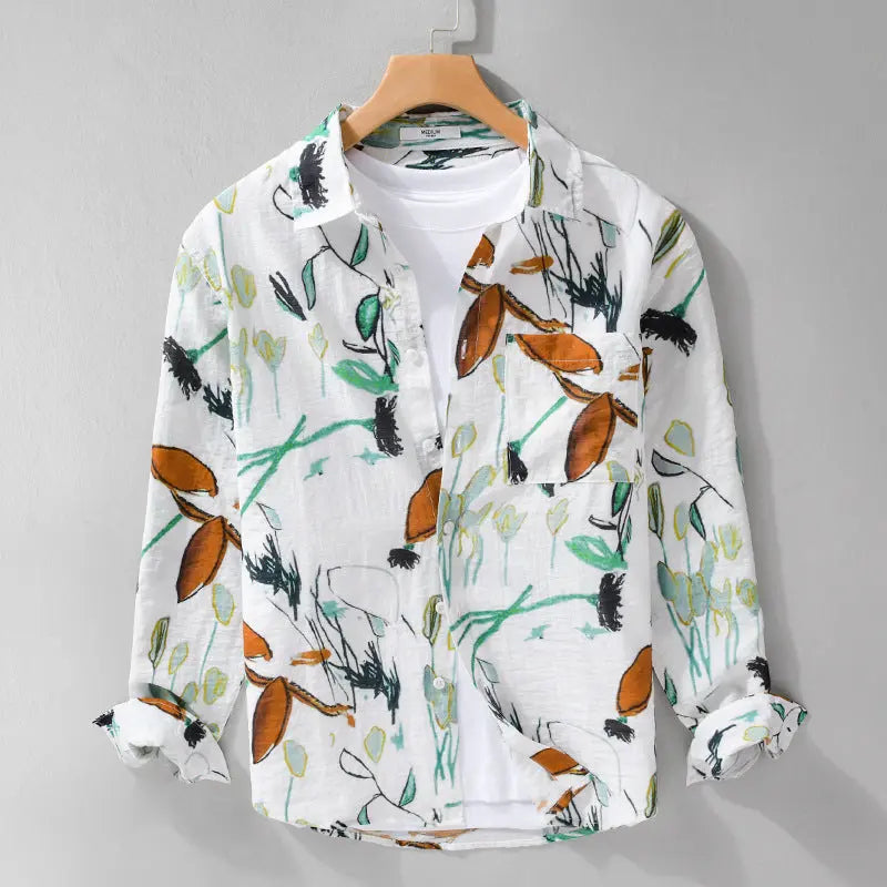 Simple Casual Wide All-match Men's Shirt  Pre2brand White-3XL