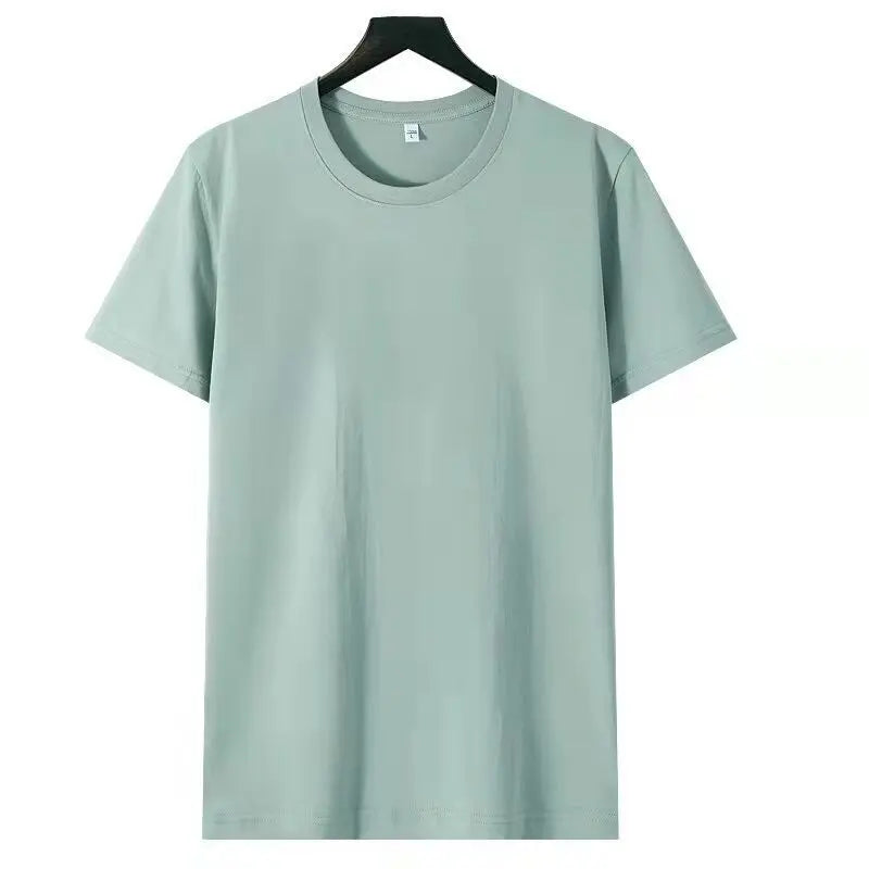 Solid Color Loose Half Sleeve Men's T-shirt  Pre2brand Bean-Green-5XL