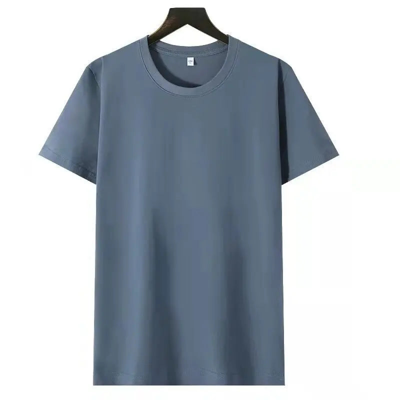 Solid Color Loose Half Sleeve Men's T-shirt  Pre2brand Fog-Blue-5XL