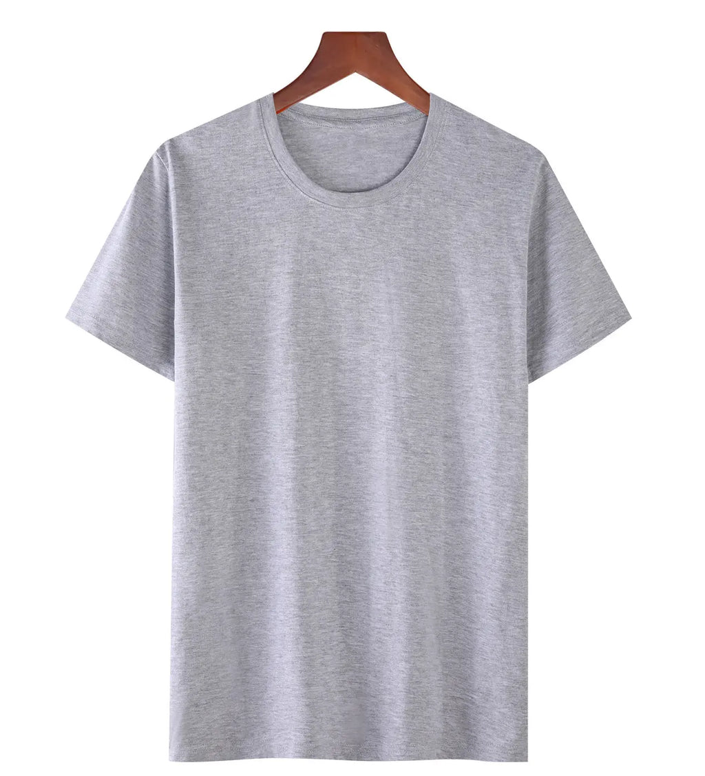 Solid Color Loose Half Sleeve Men's T-shirt  Pre2brand Light-Gray-5XL