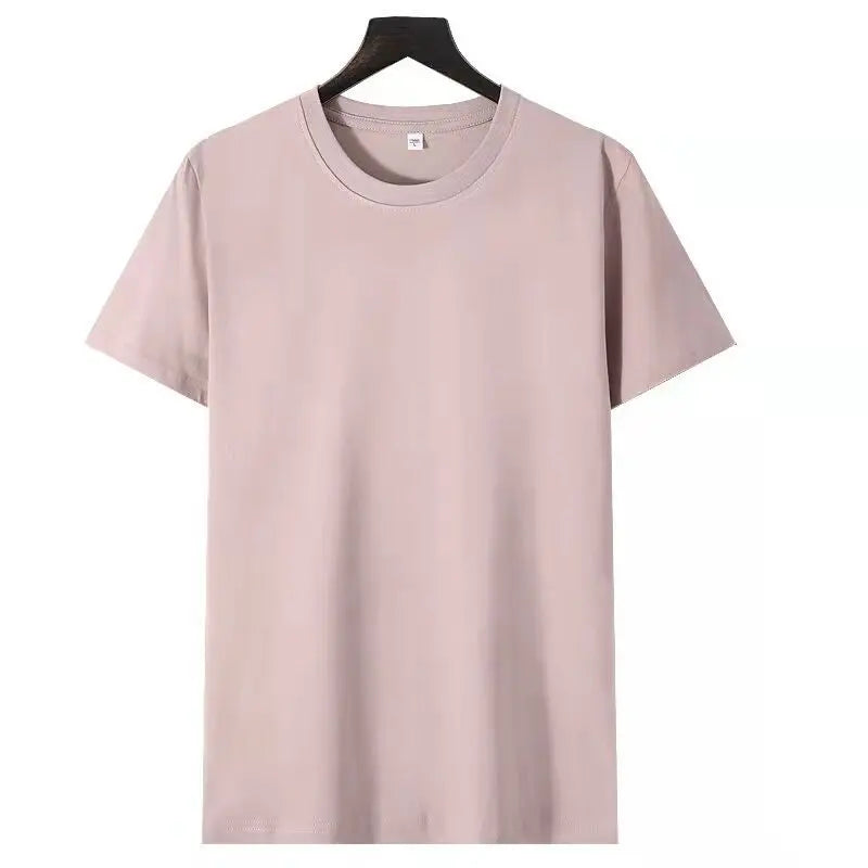 Solid Color Loose Half Sleeve Men's T-shirt  Pre2brand Pink-Color-5XL