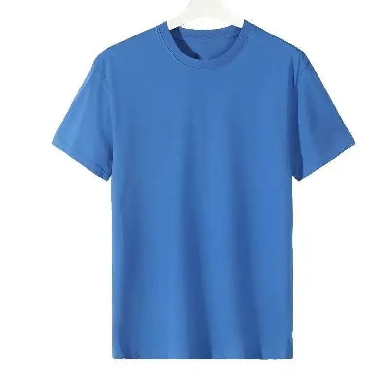 Solid Color Loose Half Sleeve Men's T-shirt  Pre2brand Sapphire-Blue-5XL