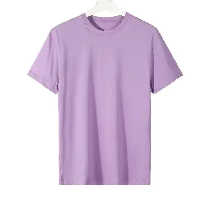 Solid Color Loose Half Sleeve Men's T-shirt  Pre2brand Light-Purple-5XL