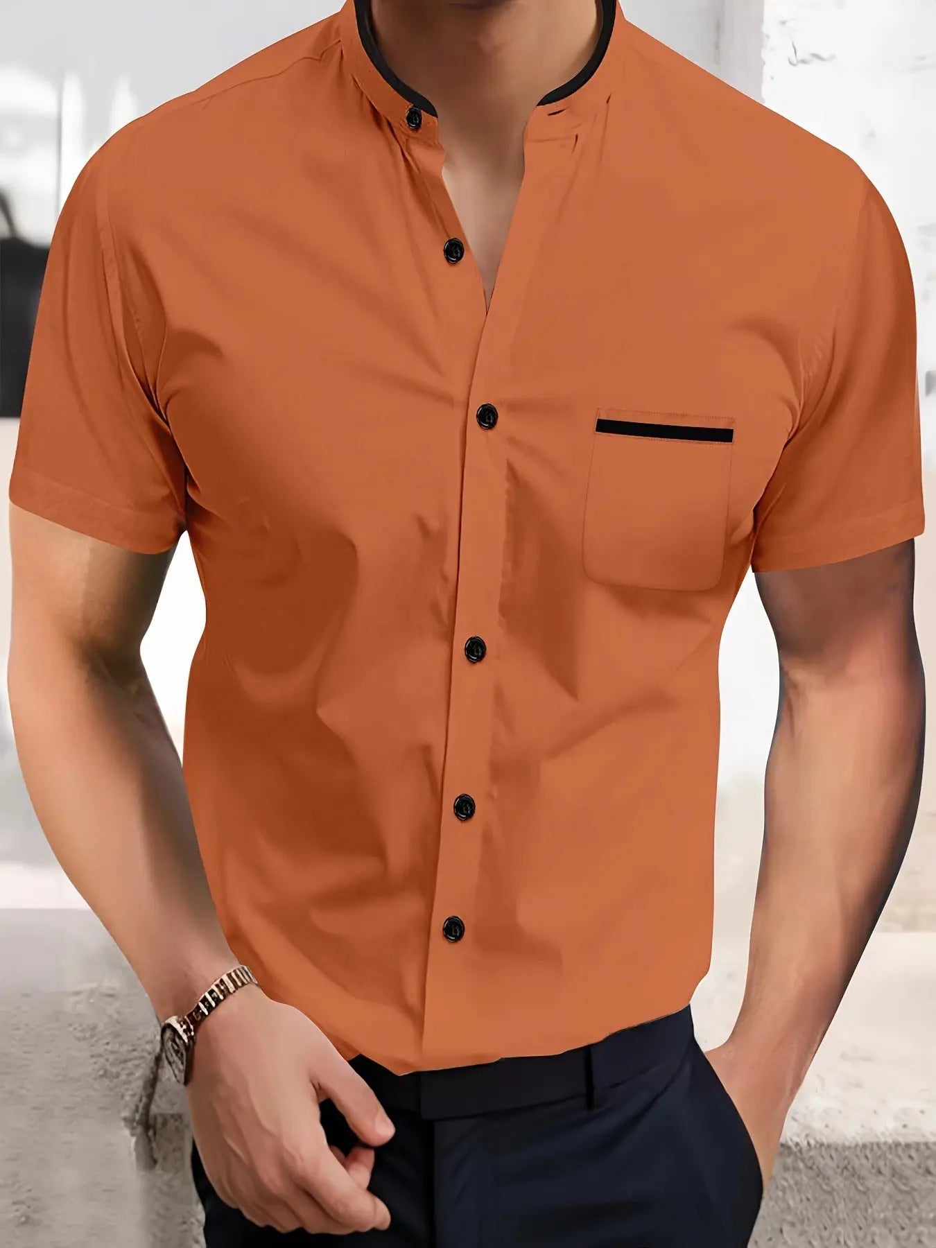 Solid Color Shirt Korean Summer New Button Short Sleeve  Pre2brand G85P305-4XL