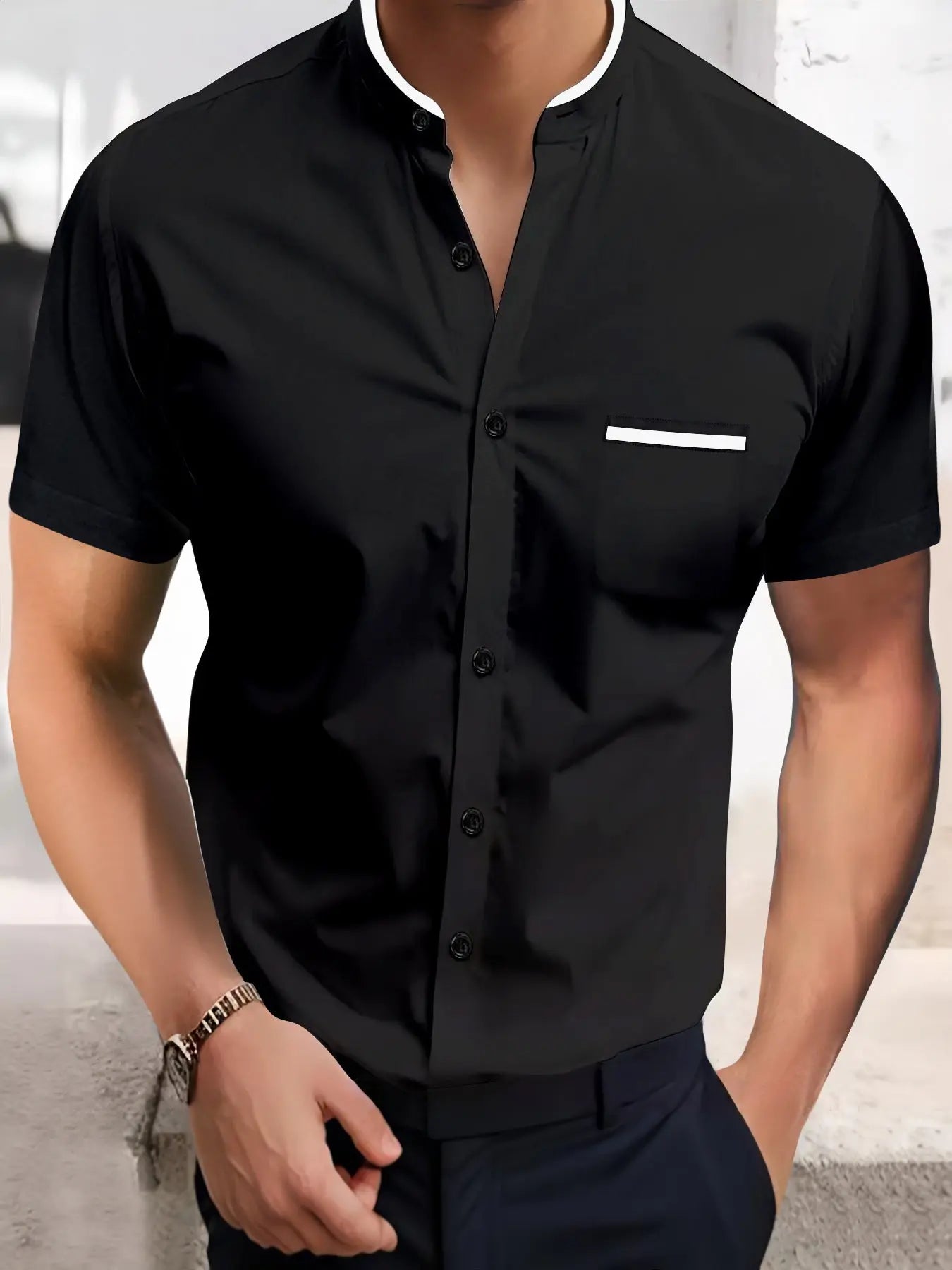 Solid Color Shirt Korean Summer New Button Short Sleeve  Pre2brand G85P306-4XL