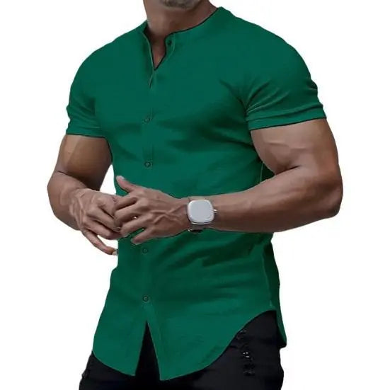 Solid Color Shirt Korean Summer New Button Short Sleeve  Pre2brand G85P307-4XL