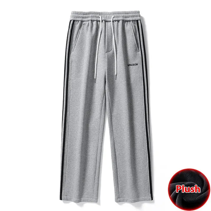 Sports Straight Fleece Padded Pants Men's Winter  Pre2brand Light-Gray-With-Velvet-3XL