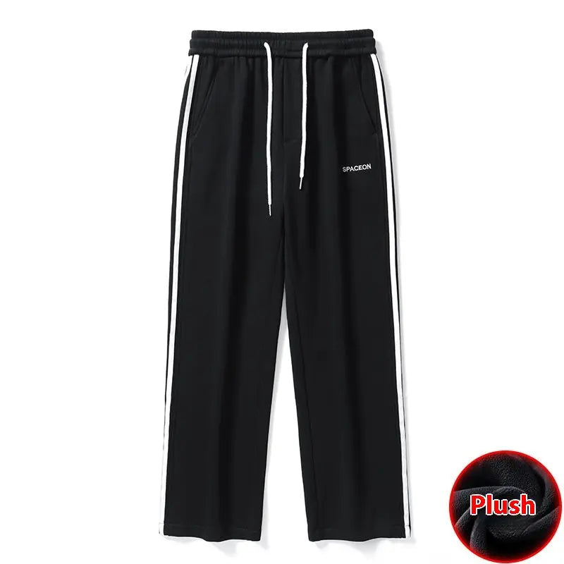 Sports Straight Fleece Padded Pants Men's Winter  Pre2brand Black-Plus-Velvet-3XL