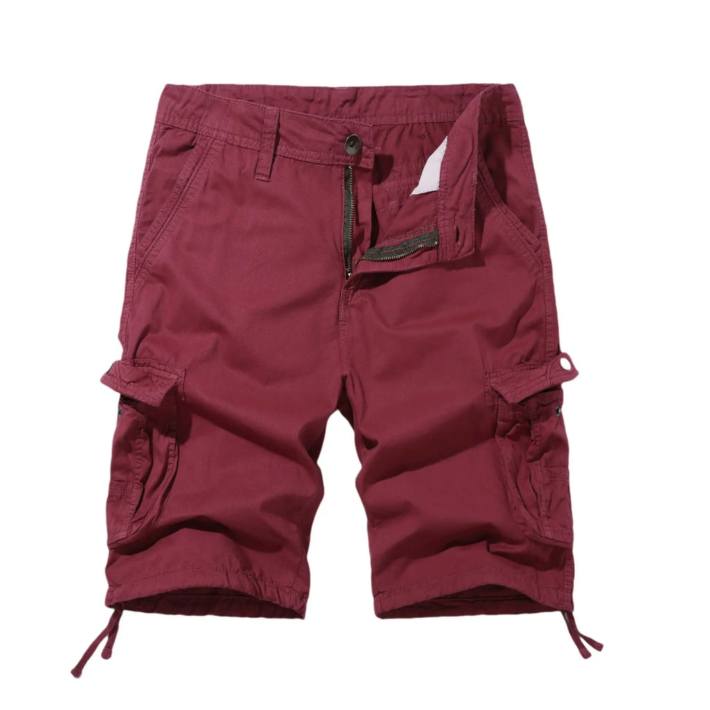 Spring Men's Cargo Shorts Multi-pocket Plus Size  Pre2brand Wine-Red-40