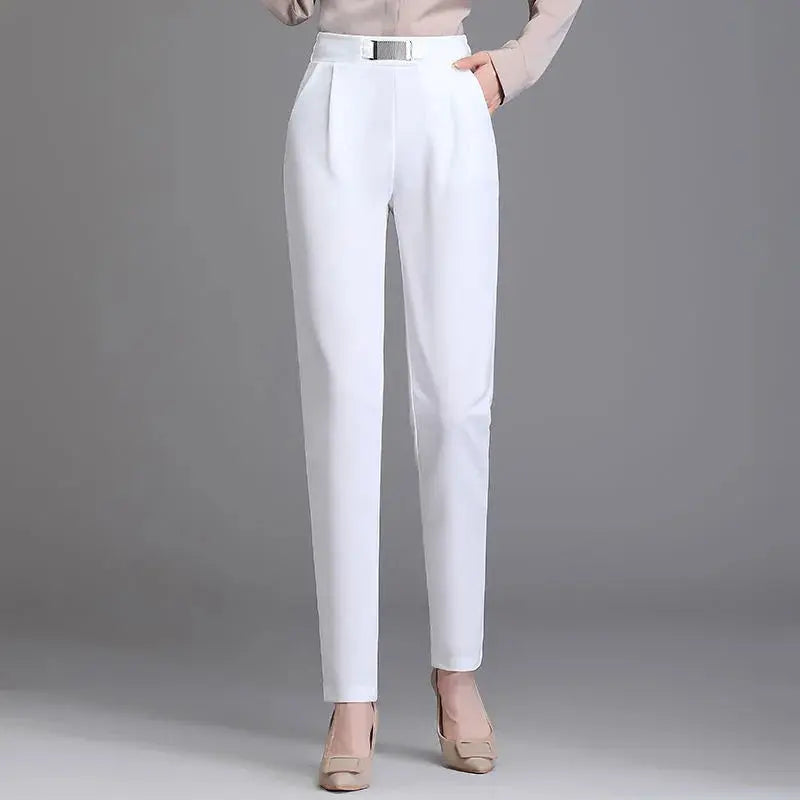 Spring Women High Waist Solid Elegant Ankle-Length Pants Office Ladies Skinny Chic Trousers Female Casual Fashion Pant  Pre2brand