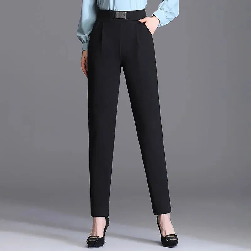 Spring Women High Waist Solid Elegant Ankle-Length Pants Office Ladies Skinny Chic Trousers Female Casual Fashion Pant  Pre2brand