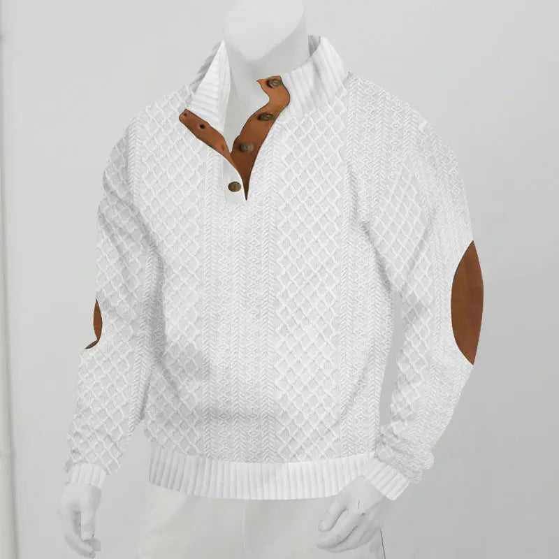 Stand Collar Long Sleeve Jacquard Knitted Pullover Sweater - Pre2brand