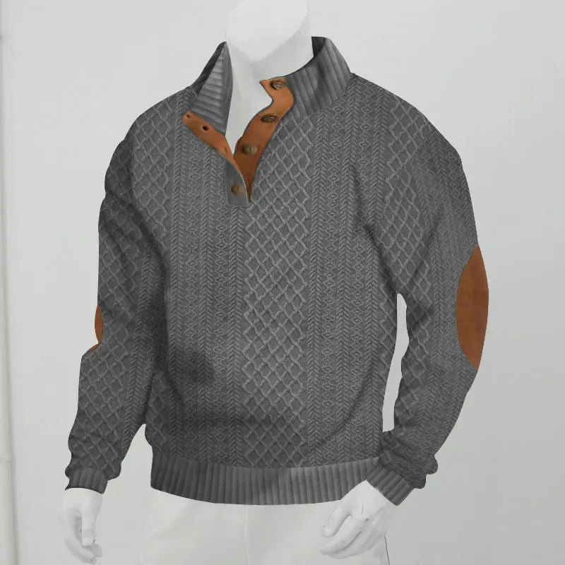 Stand Collar Long Sleeve Jacquard Knitted Pullover Sweater - Pre2brand