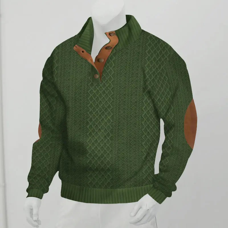 Stand Collar Long Sleeve Jacquard Knitted Pullover Sweater - Pre2brand