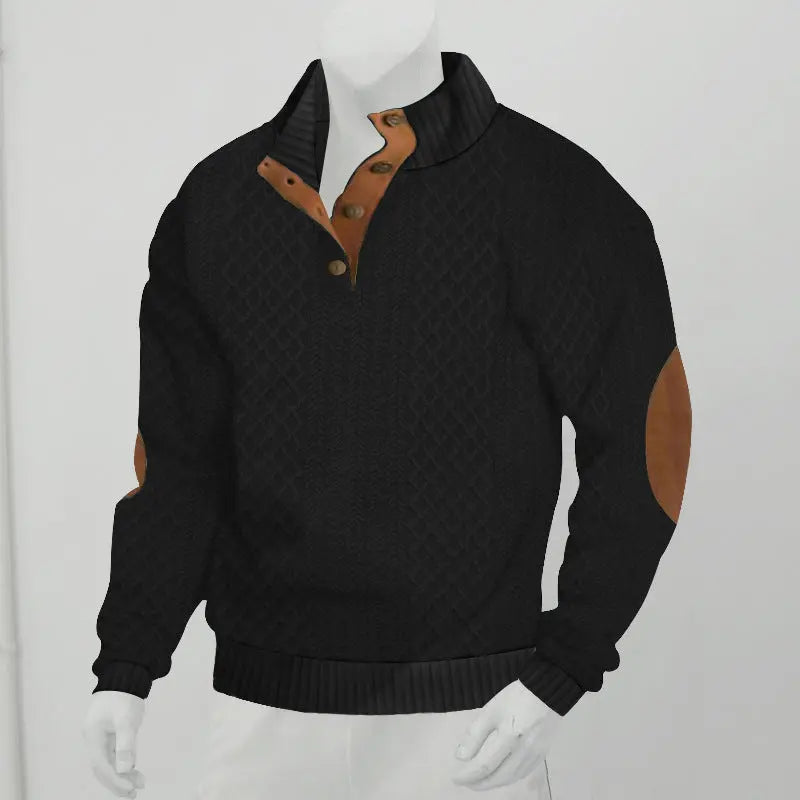 Stand Collar Long Sleeve Jacquard Knitted Pullover Sweater - Pre2brand