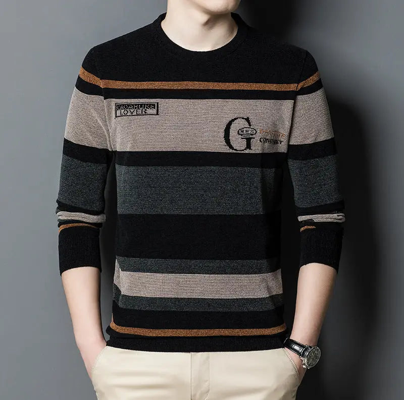 Straight Long Sleeve Casual Round Neck Men's Clothing  Pre2brand Green-XXXL