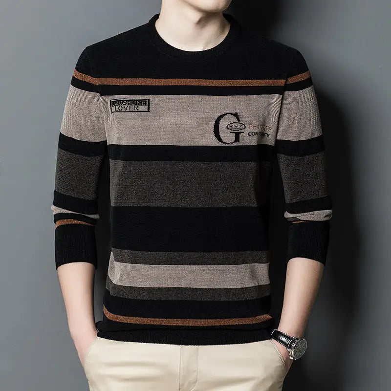 Straight Long Sleeve Casual Round Neck Men's Clothing  Pre2brand Pickle-Color-XXXL