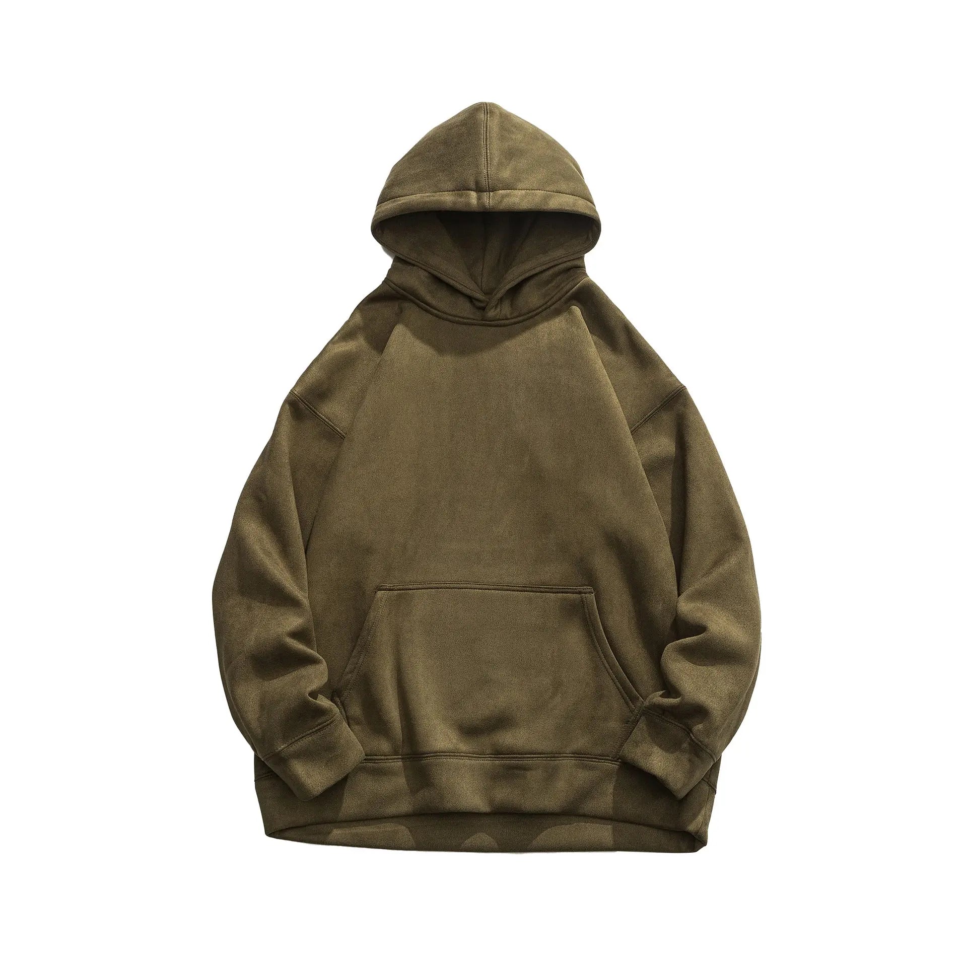 Suede No Hat Rope Hooded Sweater For Men  Pre2brand Hooded-Army-Green-3XL