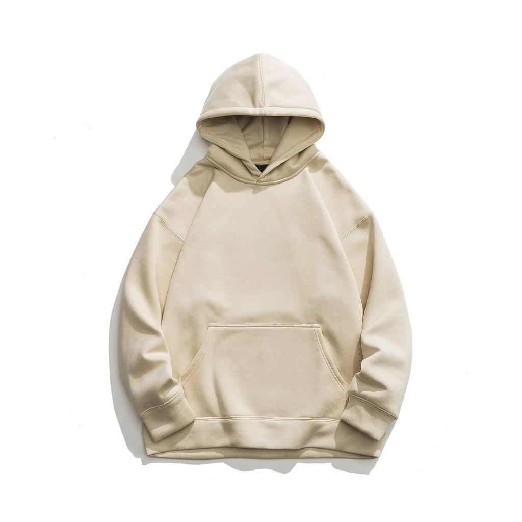 Suede No Hat Rope Hooded Sweater For Men  Pre2brand Hooded-Apricot-3XL