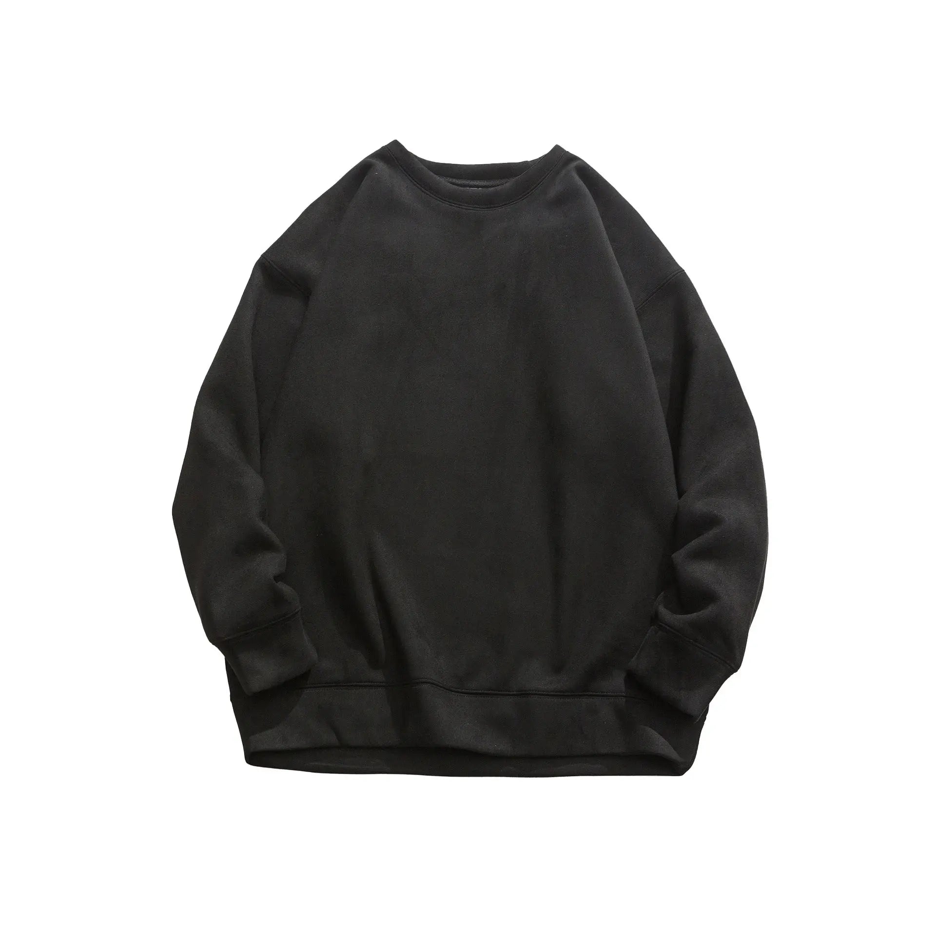 Suede No Hat Rope Hooded Sweater For Men  Pre2brand Round-neck-style-Black-3XL