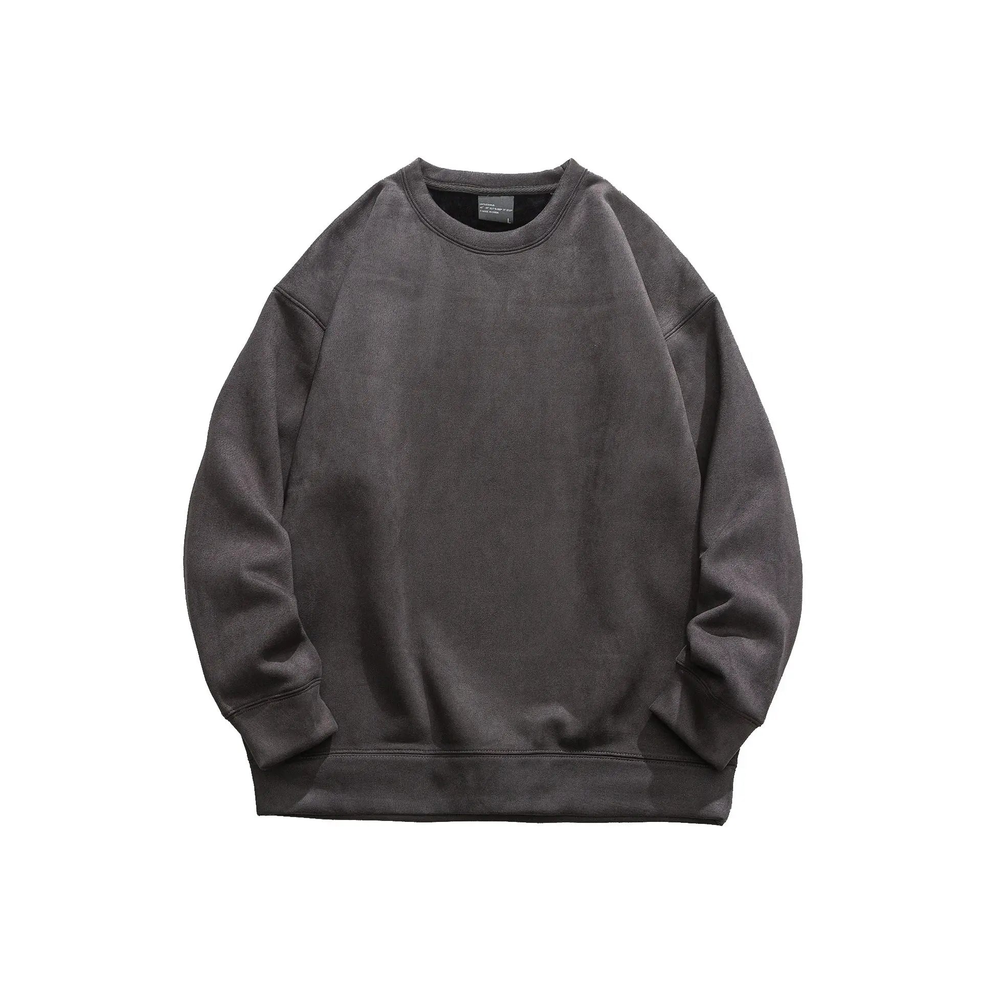 Suede No Hat Rope Hooded Sweater For Men  Pre2brand Round-Neck-Style-Dark-Gray-3XL