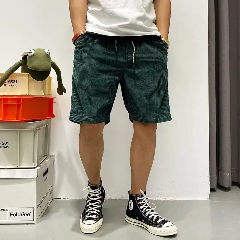 Summer American Retro Trendy Workwear Shorts Men  Pre2brand Green-3XL