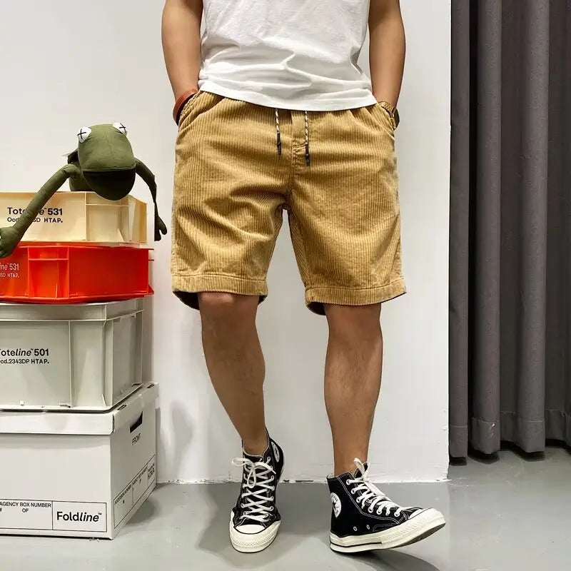 Summer American Retro Trendy Workwear Shorts Men  Pre2brand Khaki-3XL