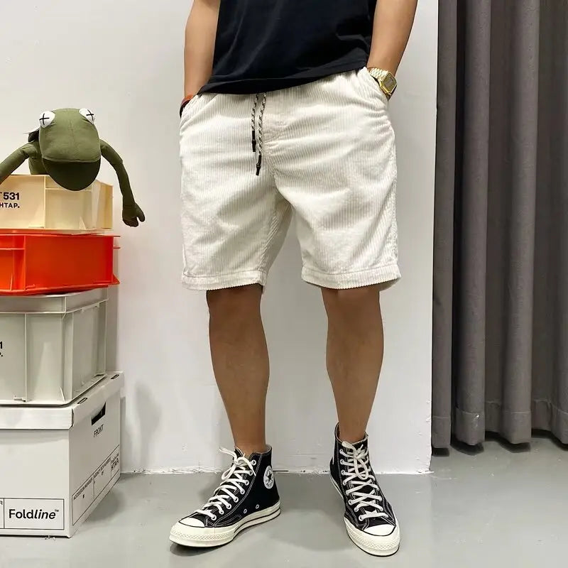 Summer American Retro Trendy Workwear Shorts Men  Pre2brand White-3XL