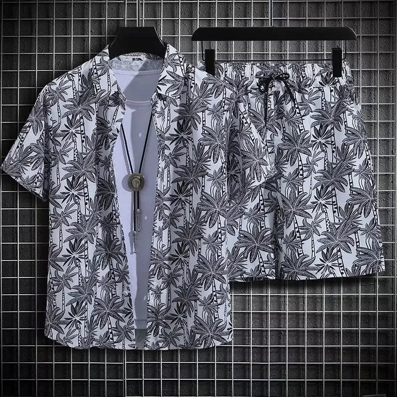 Summer Beach Suit Men's Quick-drying Clothes  Pre2brand Gray-74-Top-Shorts-5XL