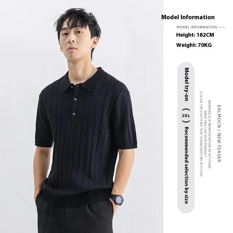 Summer Casual Sweater Men's Breathable  Pre2brand Black-3XL