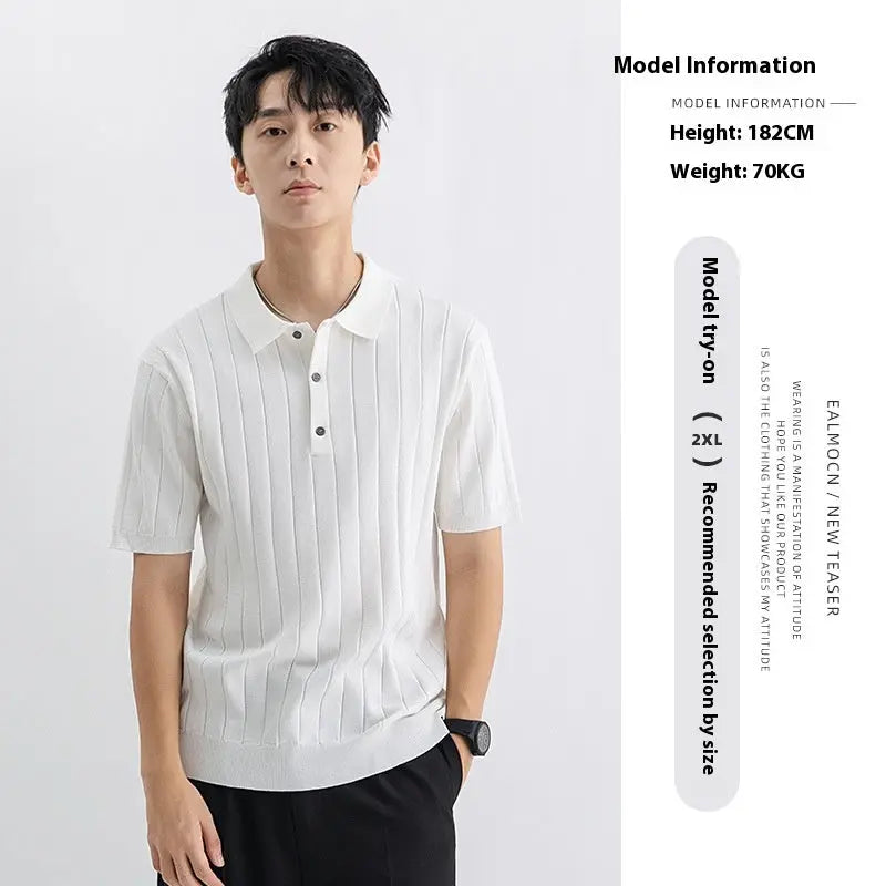 Summer Casual Sweater Men's Breathable  Pre2brand White-3XL