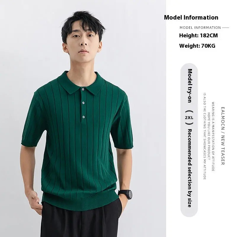 Summer Casual Sweater Men's Breathable  Pre2brand Dark-Green-3XL