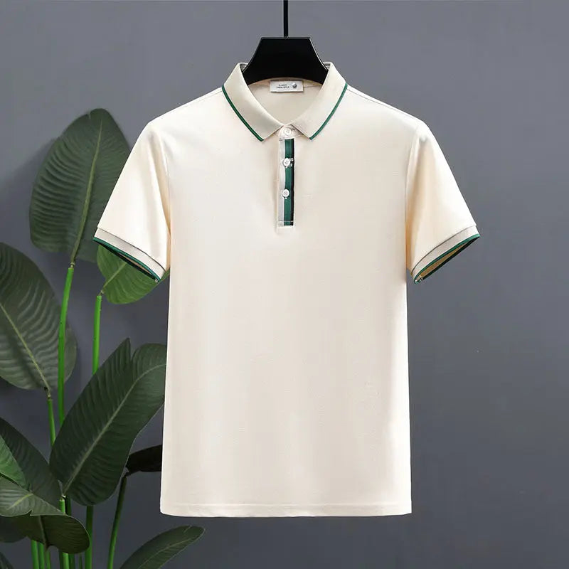 Summer Pearl Cotton Polo Shirt Short-sleeved T-shirt  Pre2brand Apricot-4XL