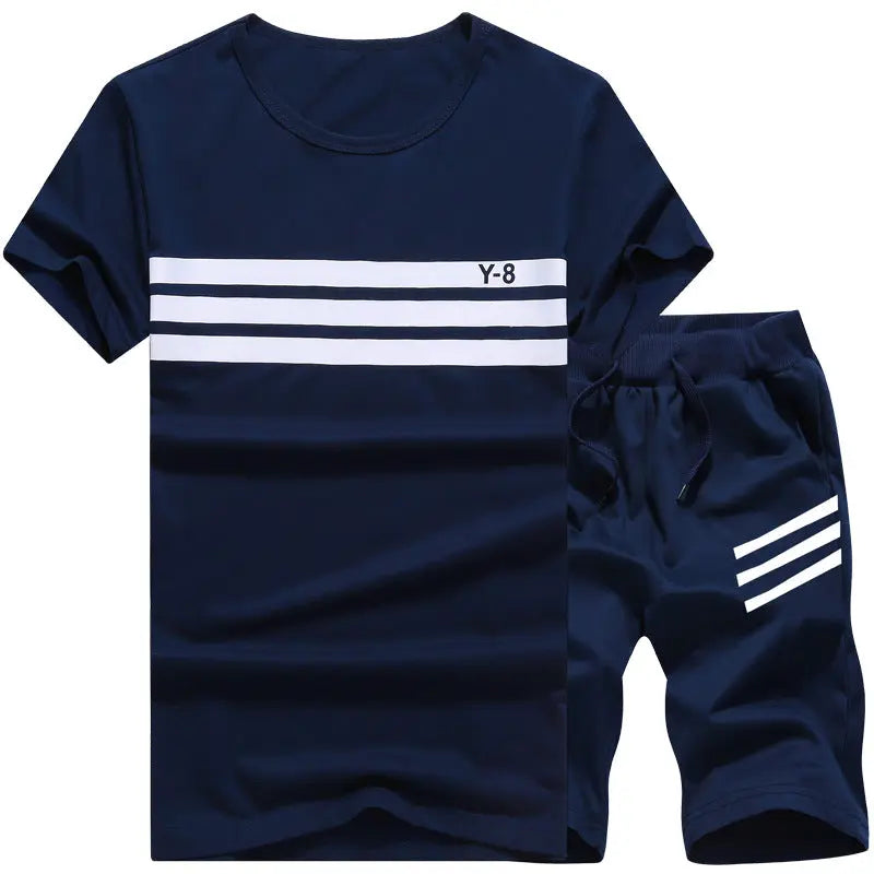 Summer Short-sleeved T-shirt Casual Sports Five-point Pants Suit - Pre2brand
