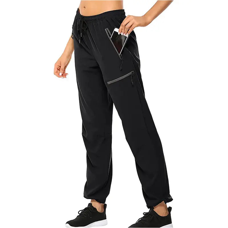 Summer Thin Waterproof Quick-drying Breathable Stretch Hiking Jogging Mountain Trousers Men  Pre2brand Black-XXL