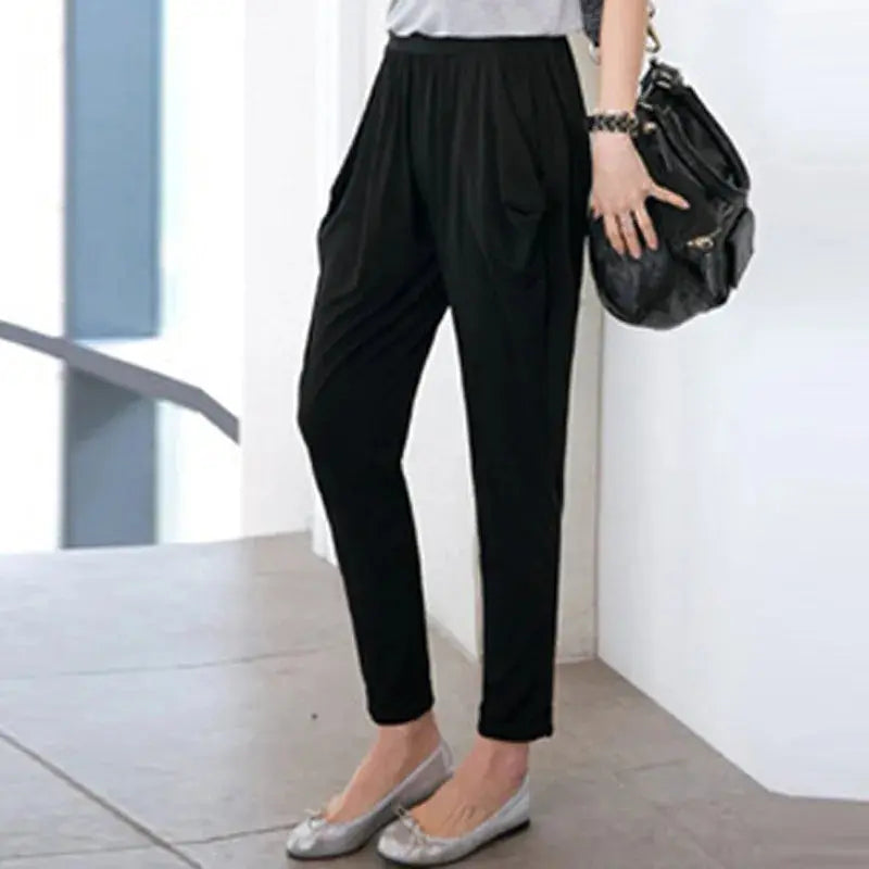 Summer Womens Harem Pants High Waist Loose Straight Ankle-length Pants Comfortable Casual OL Capris  Pre2brand