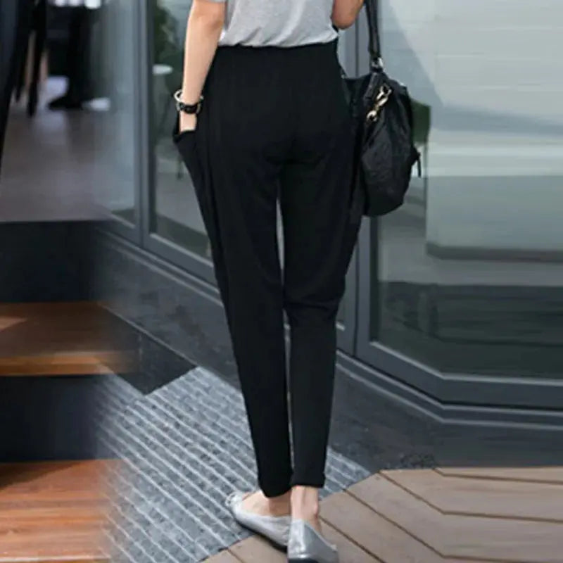 Summer Womens Harem Pants High Waist Loose Straight Ankle-length Pants Comfortable Casual OL Capris  Pre2brand
