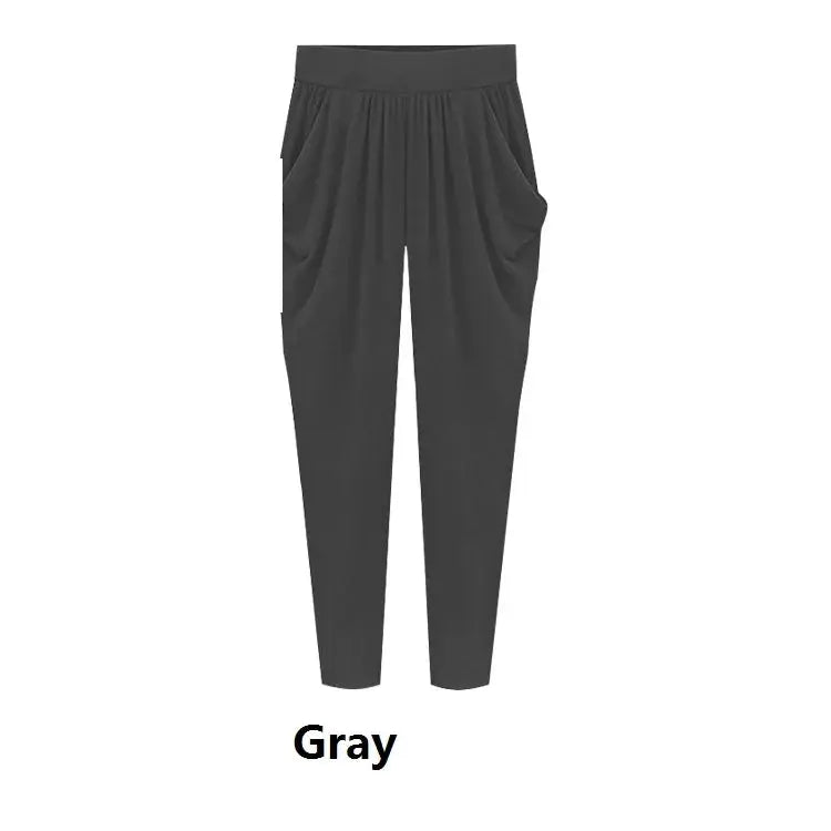 Summer Womens Harem Pants High Waist Loose Straight Ankle-length Pants Comfortable Casual OL Capris  Pre2brand XXXL-Gray