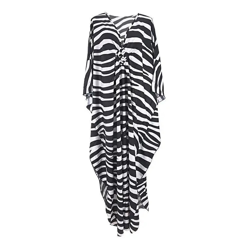 Swimwears Batwing Sleeve Cardigan Covers Ups Loose Fit Print Casual Women Clothing 2024 Summer Beach Style Ankle Length  Pre2brand