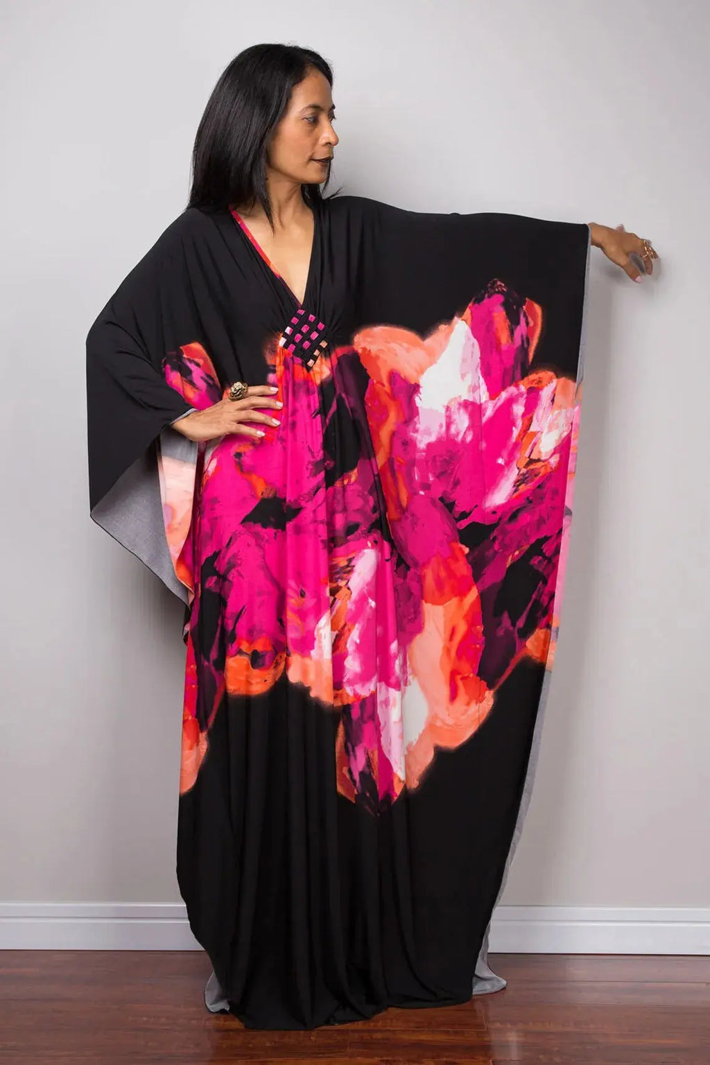 Swimwears Batwing Sleeve Cardigan Covers Ups Loose Fit Print Casual Women Clothing 2024 Summer Beach Style Ankle Length  Pre2brand One-Size-ZS1743-43
