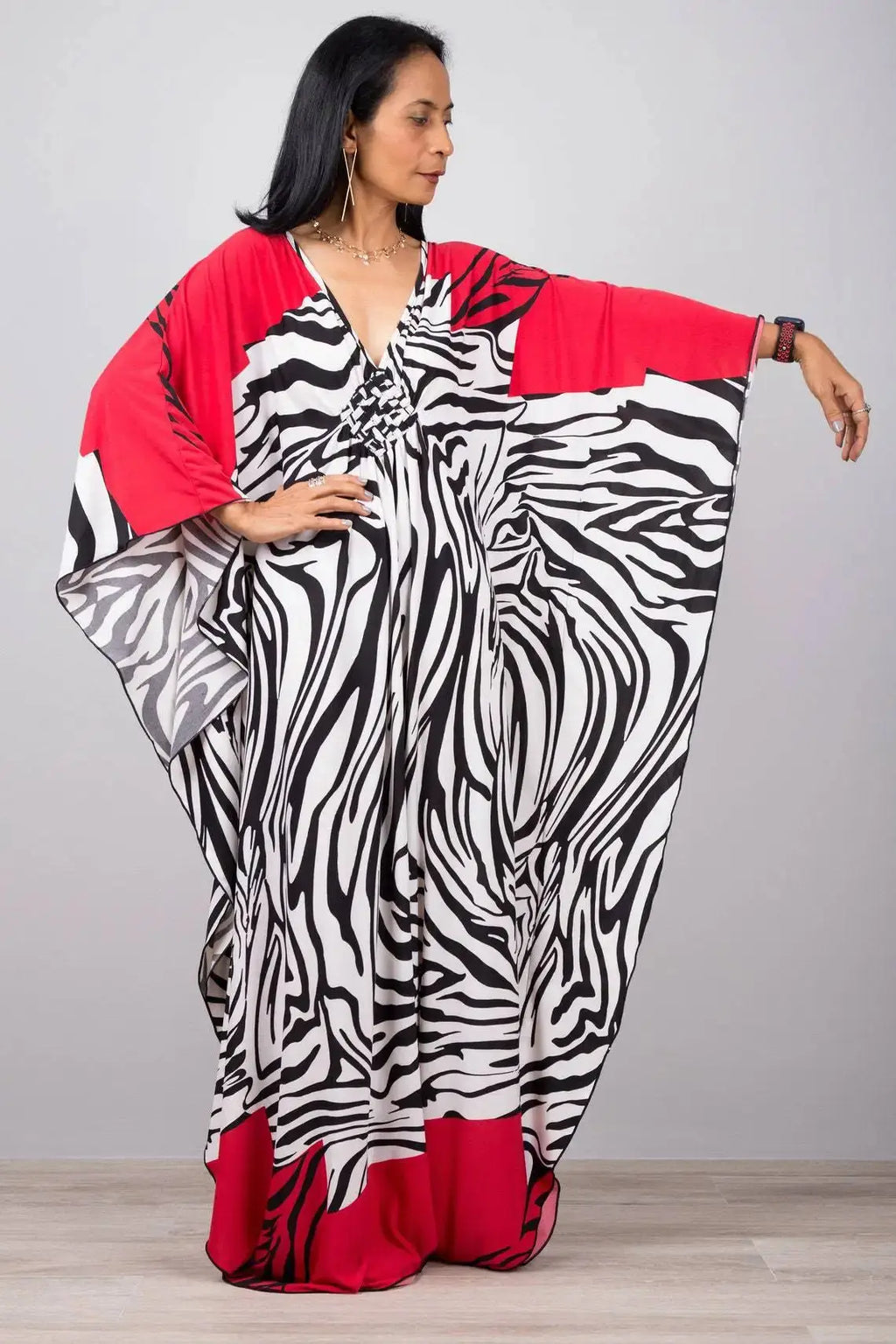 Swimwears Batwing Sleeve Cardigan Covers Ups Loose Fit Print Casual Women Clothing 2024 Summer Beach Style Ankle Length  Pre2brand One-Size-ZS1743-44