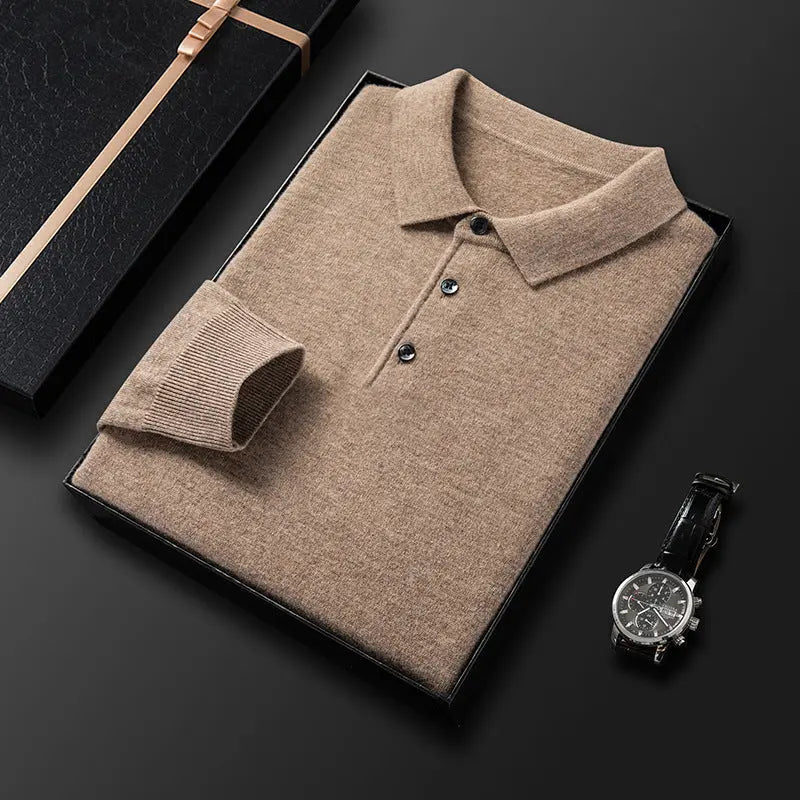 Thickening Men's Pure Wool Sweater Long Sleeve Knitting Shirt  Pre2brand Camel-110-Yards