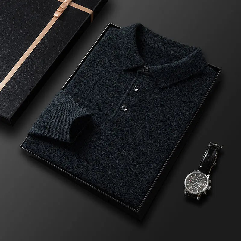 Thickening Men's Pure Wool Sweater Long Sleeve Knitting Shirt  Pre2brand Dark-Gray-Melange-110-Yards