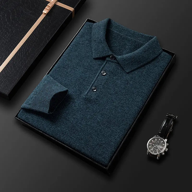 Thickening Men's Pure Wool Sweater Long Sleeve Knitting Shirt  Pre2brand Night-Blue-110-Yards