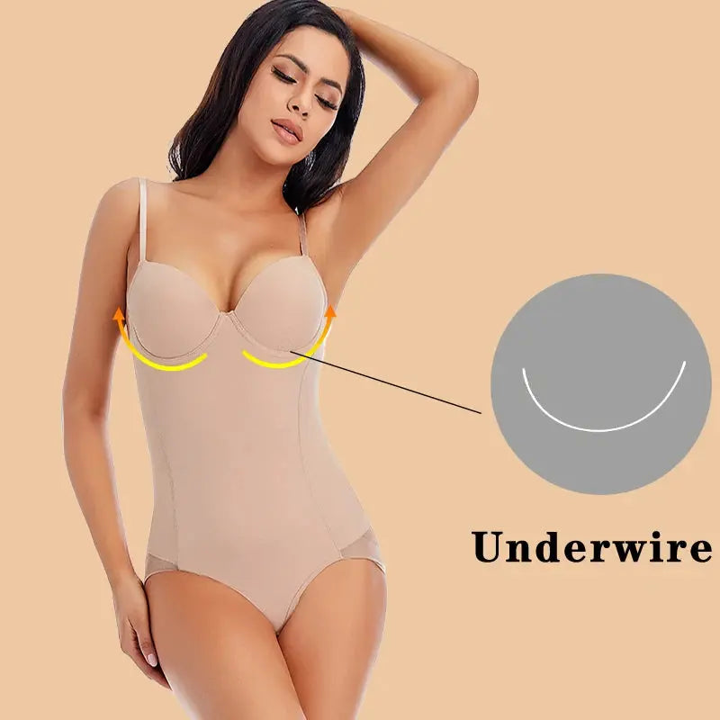 Underwire White Bodysuit Women Shapers Stretch Solid Color Silky Underwear Bodysuits Shapewear - Pre2brand